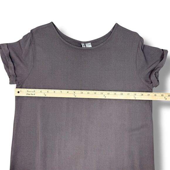 H&M Divided Cuff Sleeve Viscose Shirt Shift Dress Taupe Grey Medium - Picture 11 of 12